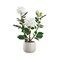 16.1" Artificial White Rose in Ceramic Vase | Elegant Faux Floral Table Decor